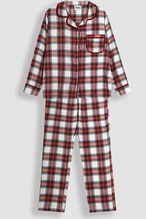 JoJo Maman Bébé Cream Mens Check Woven Pyjamas Set M