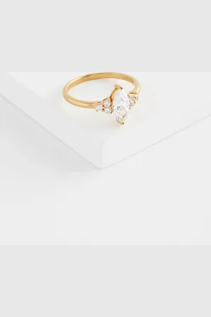 Next Gold Tone Vermeil Sterling Silver Premium Collection Marquise Stone Ring M