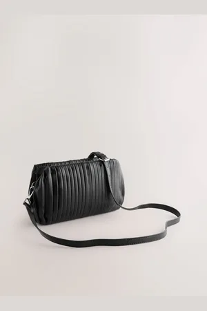 Next Black Leather Plisse Clutch Bag One