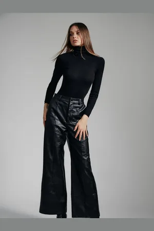 Bardot Black Marlowe Pu Wide Leg Pants AU 10