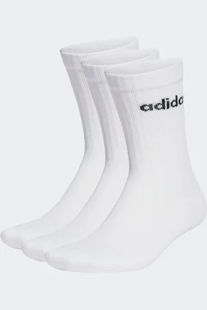 adidas White Linear Crew Cushioned Socks 3 Pack UK 6.5