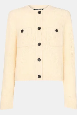Whistles Cream Wool Mix Textured Cardigan XS