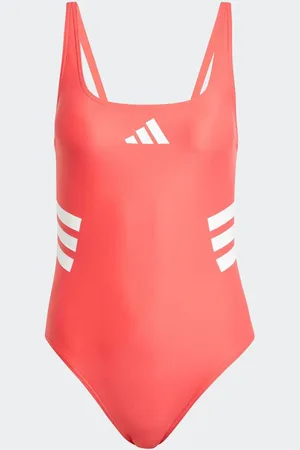 adidas Red 3 Stripe U Back Swimsuit 32
