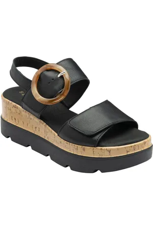 Lotus Black Wedges Platform Sandals AU 9 (EU 40)