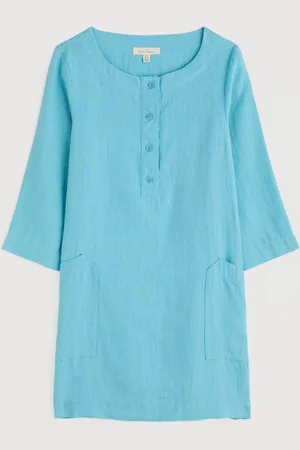 Seasalt Cornwall Blue Harbour Wall 100% Linen Tunic AU 8