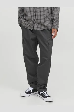 JACK & JONES Grey Wide Tapered Cargo Trousers M