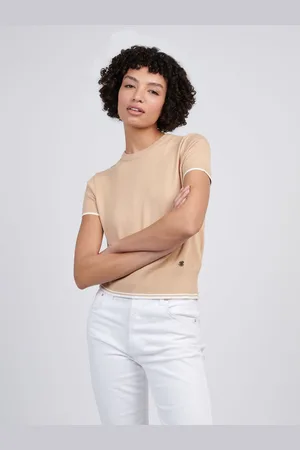 U.S. Polo Assn. U. S. Polo Assn Natural Womens Crew Neck Short Sleeve Jumper XL