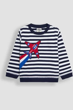 JoJo Maman Bébé Navy Ecru Stripe Arrows Stripe 100% Cotton Sweatshirt 1.5