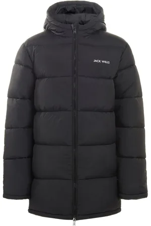 Jack Wills Boys Longline Black Puffer Coat 12