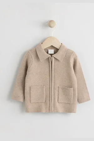 Next Tan Brown Baby Zip Front Knitted Shaket Cardigan (0mths-2yrs) Up to 3 Months (62cm)
