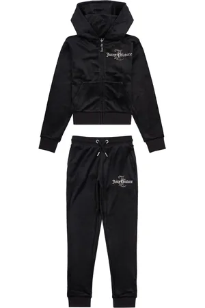 Juicy Couture Black Girls Diamante Hoodie & Slim Tracksuit Set 8