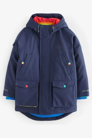 Little Bird Navy Rainbow Trim Shower Resistant Parka Jacket 7
