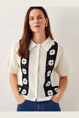 Monsoon Kin Short Sleeve Crochet Shirt XL