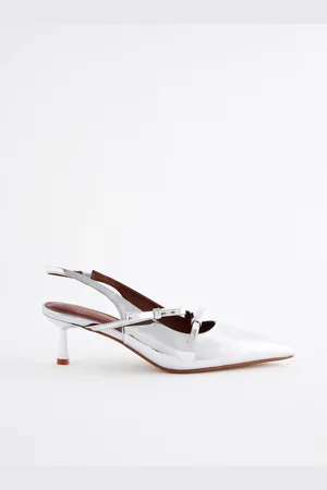 Next Silver Forever Comfort Point Toe Bow Sling Back Heels AU 7.5 (EU 38.5)