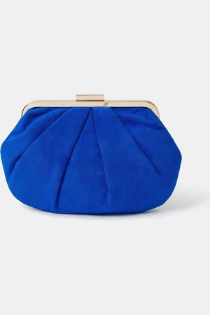 Accessorize Blue Pleated Suedette Clutch Bag One