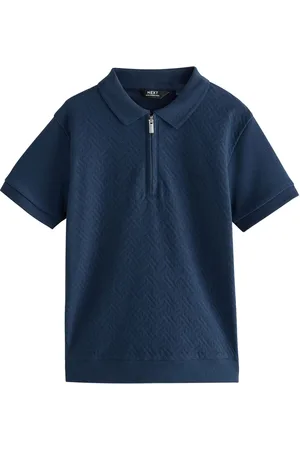 Next 100% Cotton Textured Short Sleeve Polo Shirt (3-16yrs) 7 Years (122cm)