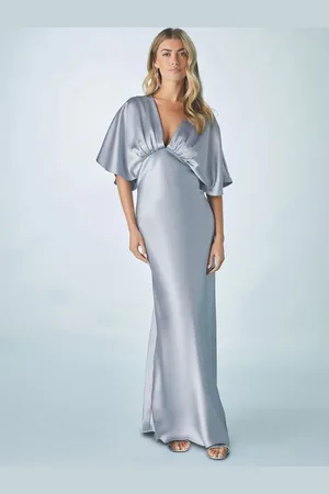 Next Bridesmaid Satin Flutter Sleeve Maxi Dress AU 14