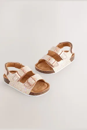 Next Pink Glitter Standard Fit (F) Corkbed Double Two Strap Sandals AU 6 (EU 23)