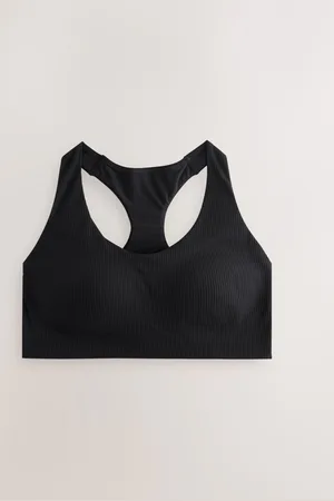 Next Black Active Sports Low Impact Dry Tech Ribbed Crop Bra 32 E