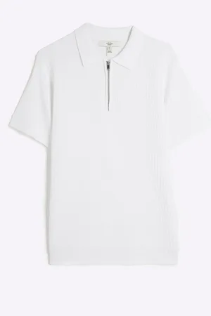 River Island Muscle Fit Textured Polo Shirt S