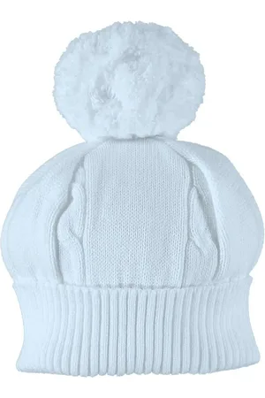Emile et Rose Blue 100% Cotton True Knit Winter Cable Bobble Hat 2 Years (92cm)