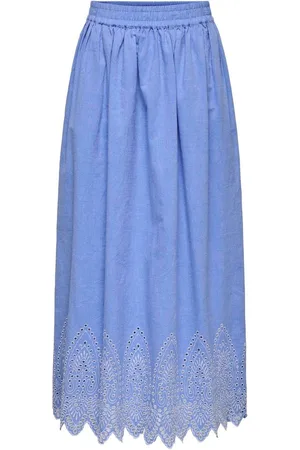 ONLY Broderie Edge 100% Cotton Maxi Skirt AU 8