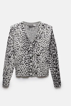 mint&berry Grey Leopard Print Cardigan M