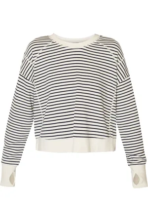 Sweaty Betty Lily White Stripe After Class Crop Sweatshirt XL