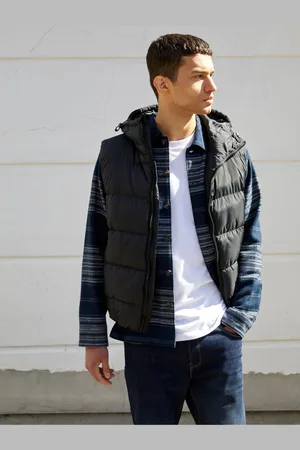 French Connection Black Hooded Gilet S