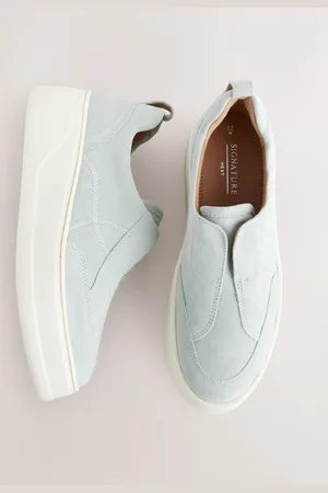 Next Blue Slip On Signature Forever Comfort Leather Chunky Wedge Platform Trainers AU 6 (EU 37)