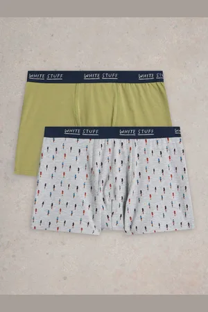 White Stuff Grey Plain & Print Boxers 2 Pack XL