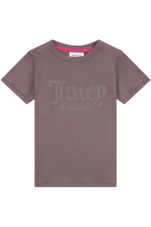 Juicy Couture Grey Girls Fitted Diamante 100% Cotton T-Shirt 14