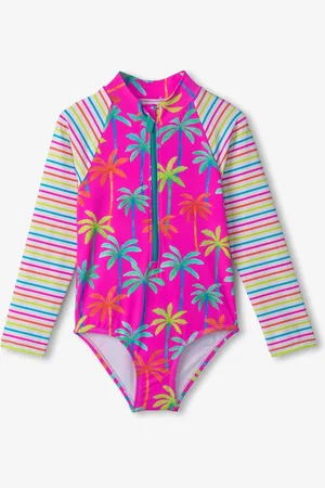 Hatley Pink Painted Palms Longsleeve Rashguard Swimsuit 5 Years (110cm)