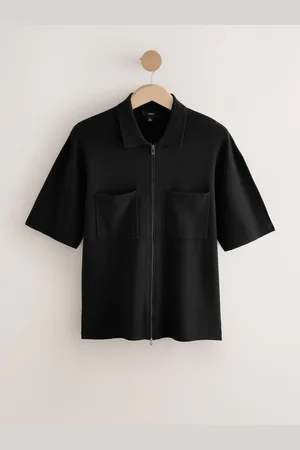 Next Zip Through Relaxed Fit Premium Short Sleeve Knit Quarter Zip Polo Shirt S
