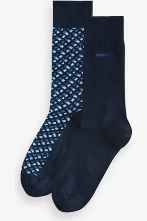 HUGO BOSS Blue Regular-Length Cotton-Blend Socks 2 Pack S-M