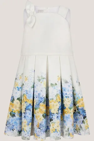 Monsoon Hydrangea Bow Strap Pleated Dress 10 Years (140cm)