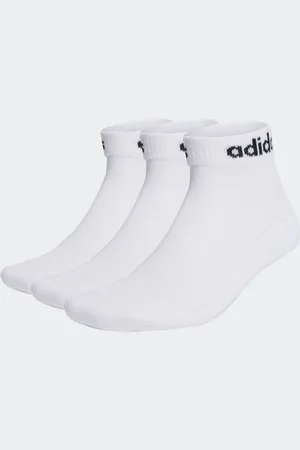 adidas White/Black Linear Ankle Cushioned Socks 3 Pack 12.5-1