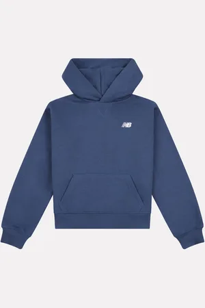 New Balance Blue Small Girls Brush Back Logo Hoodie 7