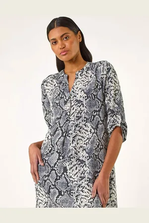 Roman Grey Snake Print V-Neck Blouse AU 18