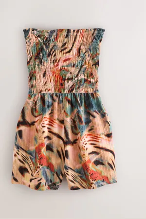Next Teal Blue Bandeau Shirred 100% Cotton Playsuit 12