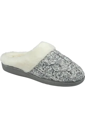 Dunlop Lighr Grey Ladies Knitted Closed Toe Mule Slippers AU 5 (EU 36)