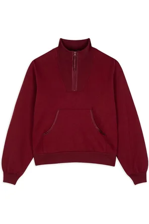 Chelsea Peers Red 100% Cotton Quarter Zip Funnel Sweater AU 14