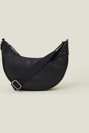 Accessorize Black Leather Sling Crossbody Bag One