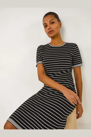 Roman Stripe Print Knitted Dress AU 14