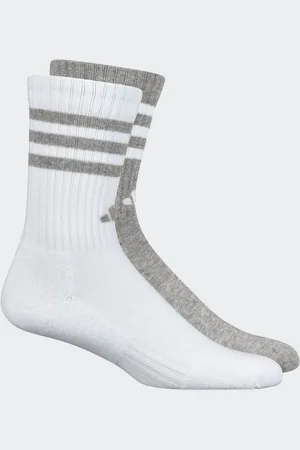adidas Grey/White Crew Socks 2 Pack UK 8.5