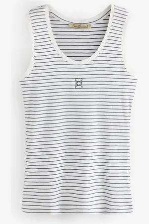 Smith & Soul White And Blue Stripe Cotton Rib Tank Top S