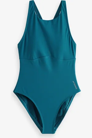 Speedo Green Solid High Neck Swimsuit AU 12