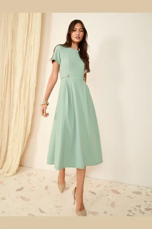 Friends Like These Tab Detail Short Sleeve Midi Tailored Dress AU 16