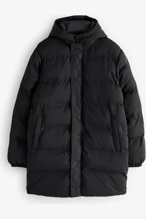 Threadbare Black Showerproof Hooded Longline Puffer Jacket XL