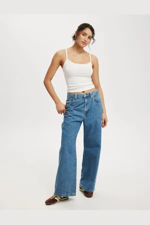 Cotton On Blue Low Rise Super Baggy 100% Cotton Jeans AU 12